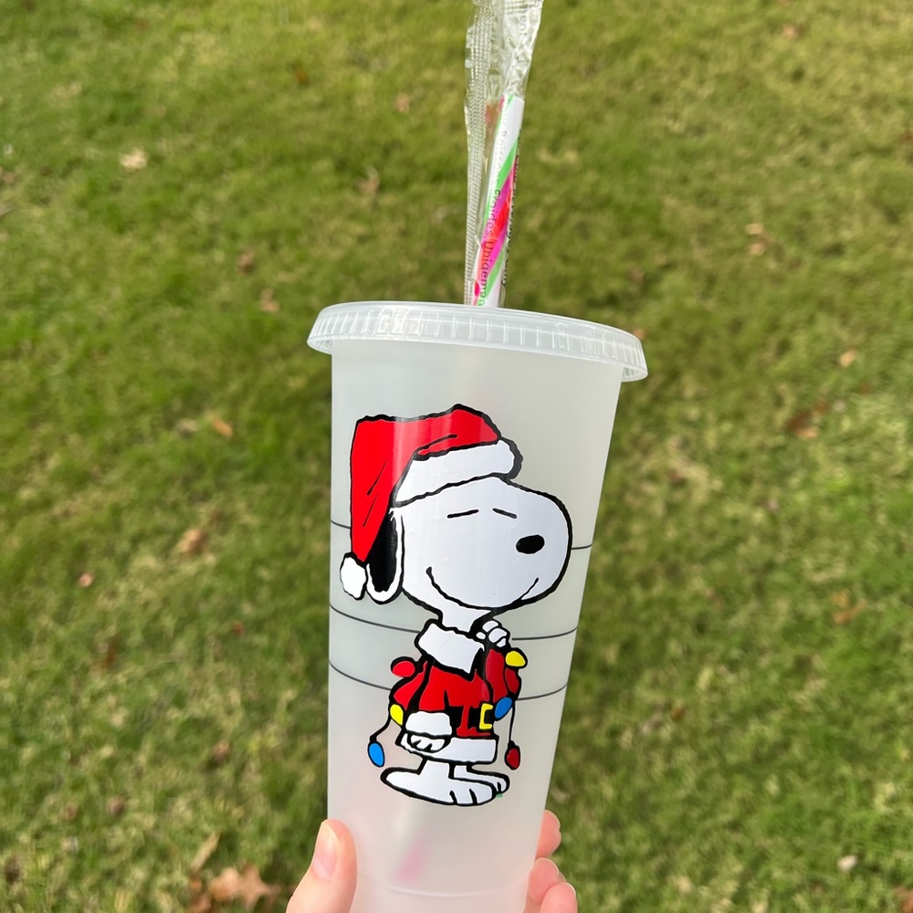 Christmas snoopy designed Starbucks reusable venti cold cup